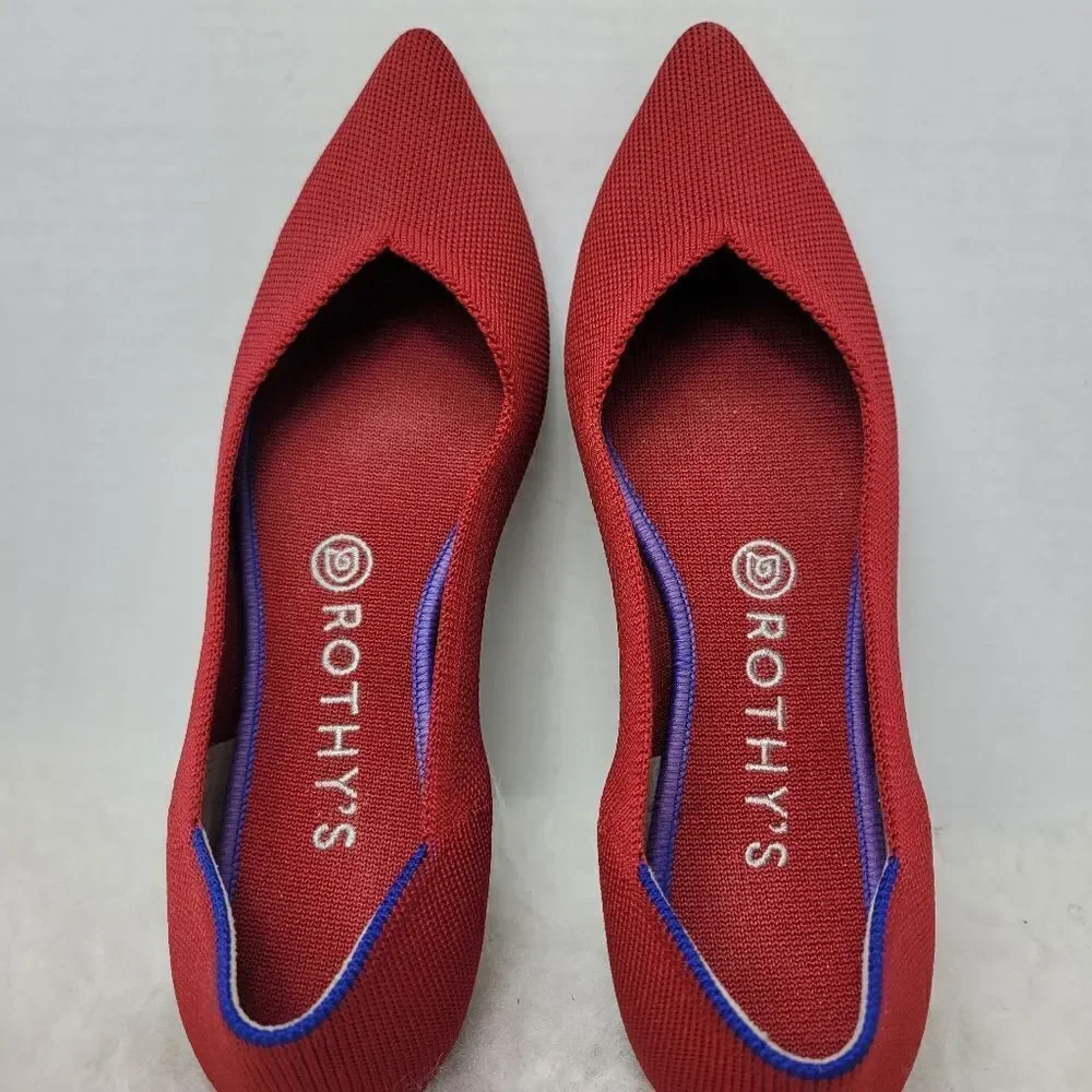 Rothy’s The Point Chili Red Pointed Toe  Ballet Flats Women's Shoes Size 8.5